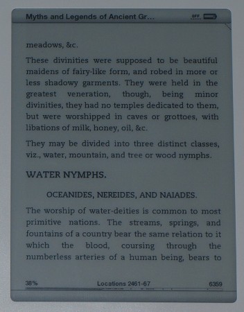 photo of Kindle e-paper display with text